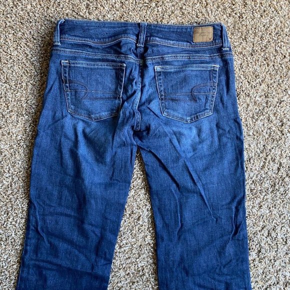 American Eagle Jeans Womens 4 Blue Slim Bootcut Low Rise Frayed Hem Denim 29X30 - Picture 5 of 12